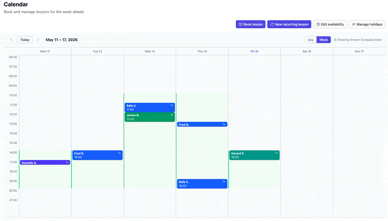 Set available teaching times